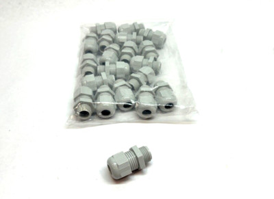 M16x1.5 Nylon Grey Cable Gland, Straight Electrical Box Fitting, LOT OF 20