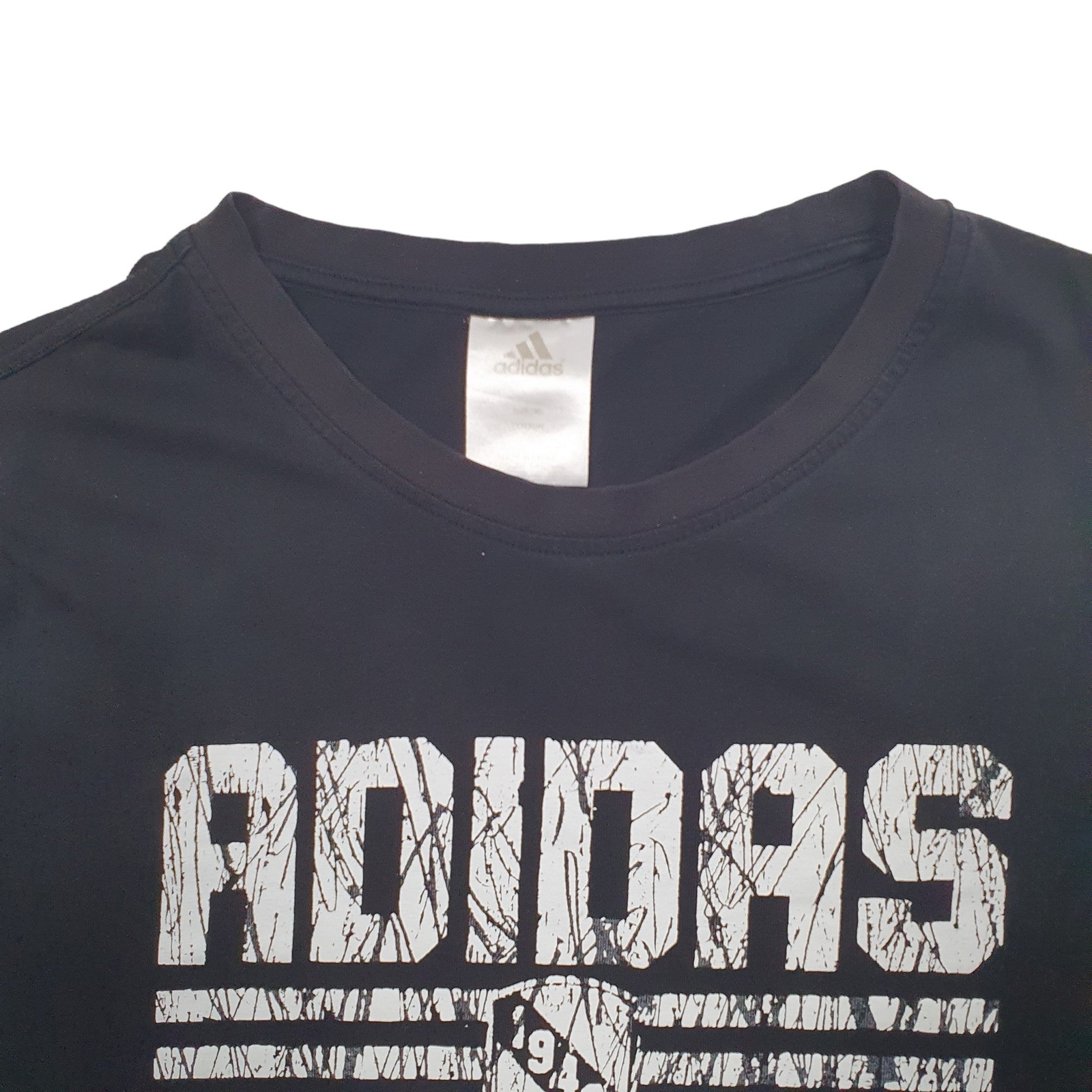 ADIDAS Black T Shirt Tee Spellout Short Sleeve Cotton Blend Mens XL image 3