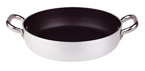 Pentole Agnelli Platinum braadpan, aluminium, 2 handgrepen van roestvrij staal, zilverkleurig, 24 cm, zilver/zwart