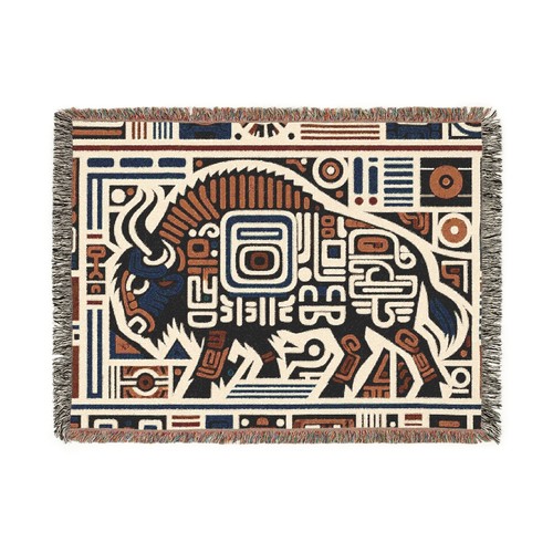 Woven Desert Buffalo Blanket Aztec Native American Quilt Tapestry Southwestern - Picture 5 of 10