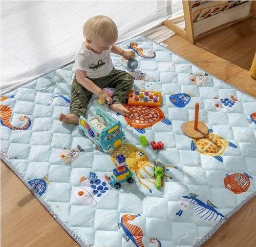 Krabbelmatte Baby Spielmatte Kinder 127x127cm, Faltbar und Dick, rutschfest