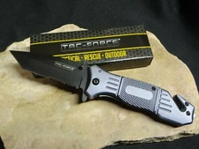 TAC FORCE Tanto Assisted Open Tactical Pocket Knife Black Half Serrated Blade