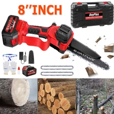8" Cordless Electric Chainsaw Handheld Mini Small Wood Cutter Tool One Hand Saw