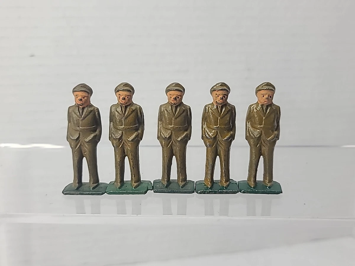 5 Barclay Manoil Gray Iron Cast Metal Painted US Soldiers WWI 2" Figures