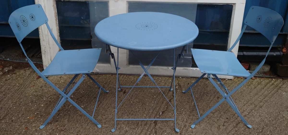 Retro Ikea Metal Bistro Garden Balcony Outside Table and 2 Chairs