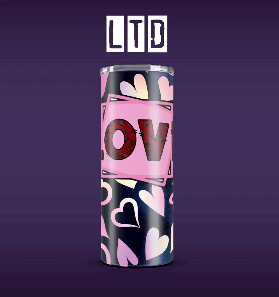 Tumbler 20oz LOVE | Customizable | 2 Metal straw | Glow in the Dark