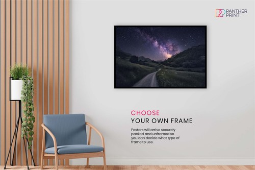 Póster artístico azul oscuro cielo nocturno camino a las estrellas arte de pared decoración del hogar - Imagen 2 de 4