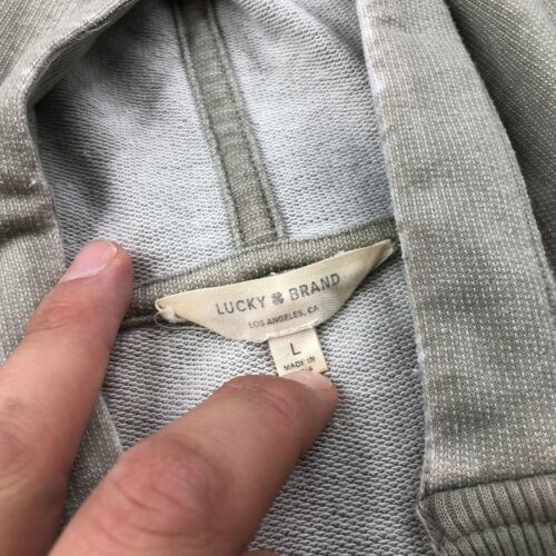 Lucky Brand Hoodie Womens Large Beige V Neck Hooded Sweatshirt Pullover * - Picture 7 of 12
