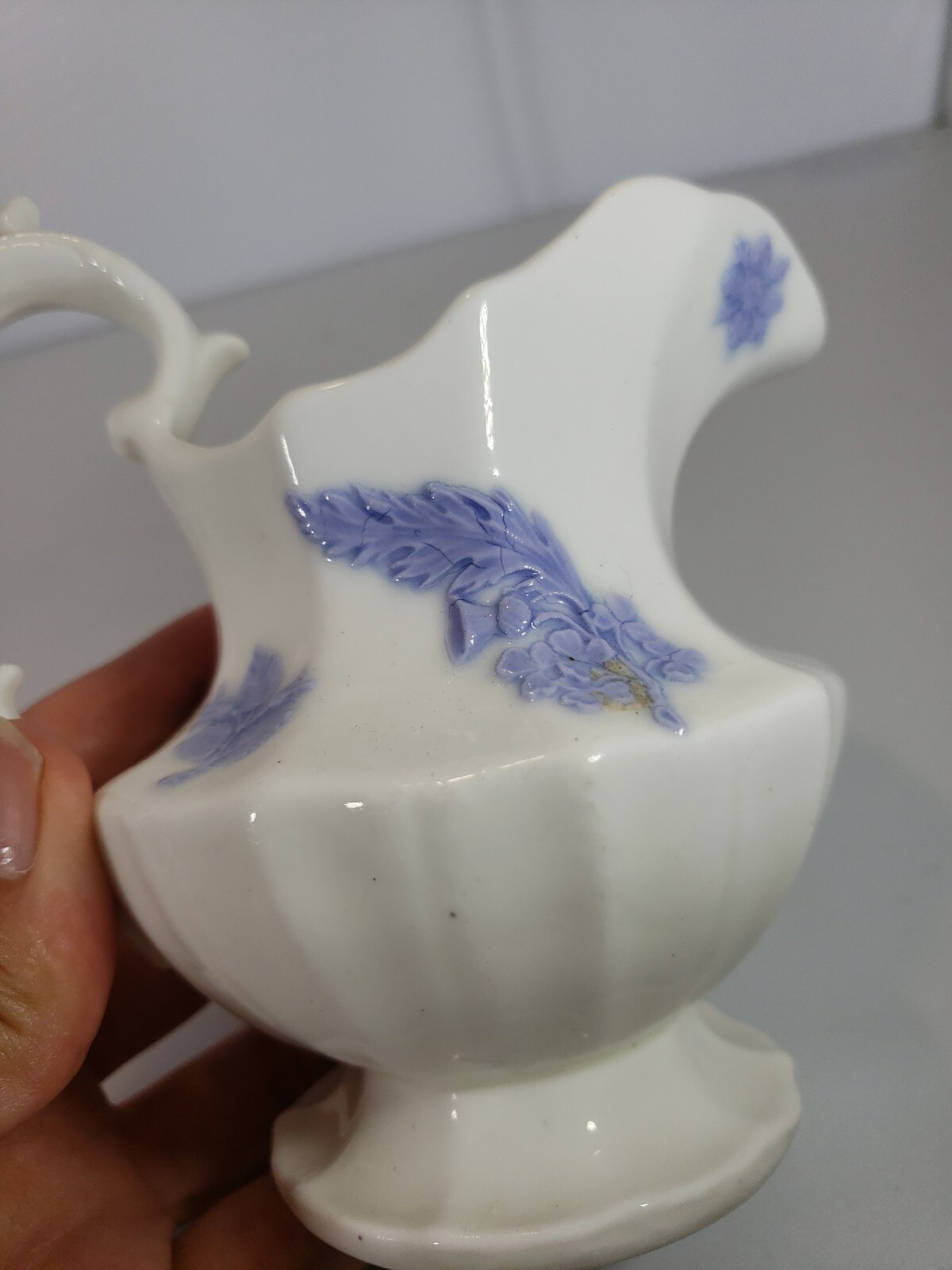 Antique Chelsea Ware Staffordshire Creamer Semi Porcelain Sprig 