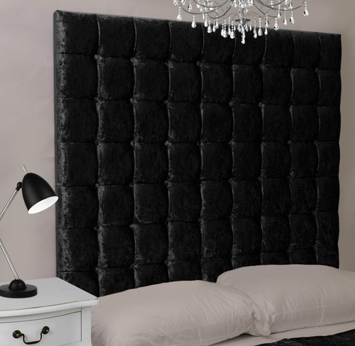 Monaco Wall Fixing High Bed Headboard Crush Velvet All Sizes & Colours - Picture 6 of 9