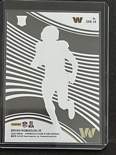 BRIAN ROBINSON Jr. ~ 2022 Chronicles Clear Vision #CVR14 ~ Commanders ~ NM - Picture 2 of 2