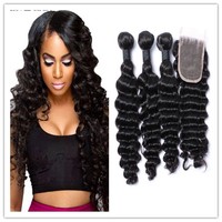 Brazilian Virgin Hair Deep Wave 3/4/5 Bundles+closure 8aaa Grade Same Day Ship Brazilian Virgin Hair Deep Wave 3/4/5 Bundles+closure 8aaa Grade Same Day Ship