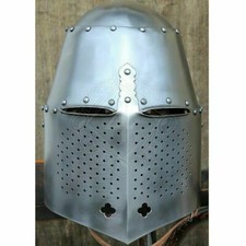 Medieval 18 gauge Steel Knight Pembridge Great Helmet Knight Templar Helmet Armr