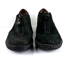 Clarks Artisan Womens Size 6.5M Clog Black Leather Comfort Round Toe Wedge 