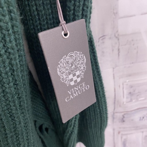 Vince Camuto Size 3X Plus Green Asymmetric Cowl Neck Sweater Fringe Pullover D2 - Picture 16 of 17