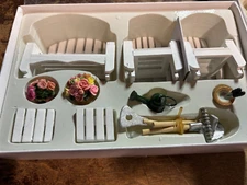 Dolls House Patio Set Adirondack Miniature Wooden 12 pc Garden Furniture 1:12