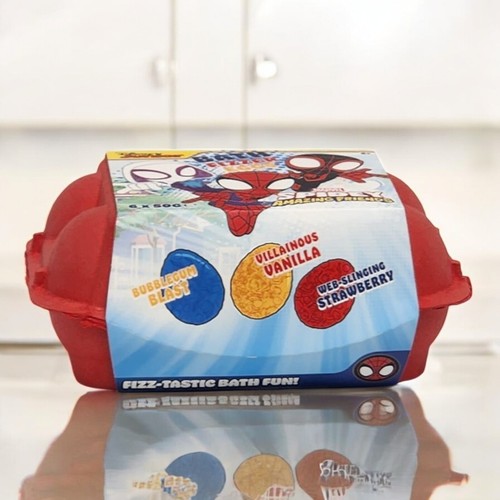 MARVEL SPIDER-MAN Bath Fizzer Eggs 6 x 50g Gift Set for Boys - Picture 5 of 10