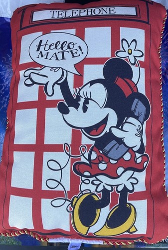 Disney Epcot Mickey Minnie Red Phone Booth United Kingdom Pillow New with Tag - 第 1/3 張圖片