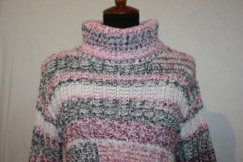 Anthropologie Sparrow Sz S Heavy Ribbed Knit Turtleneck Sweater Pink Grey Pocket - Picture 2 of 7