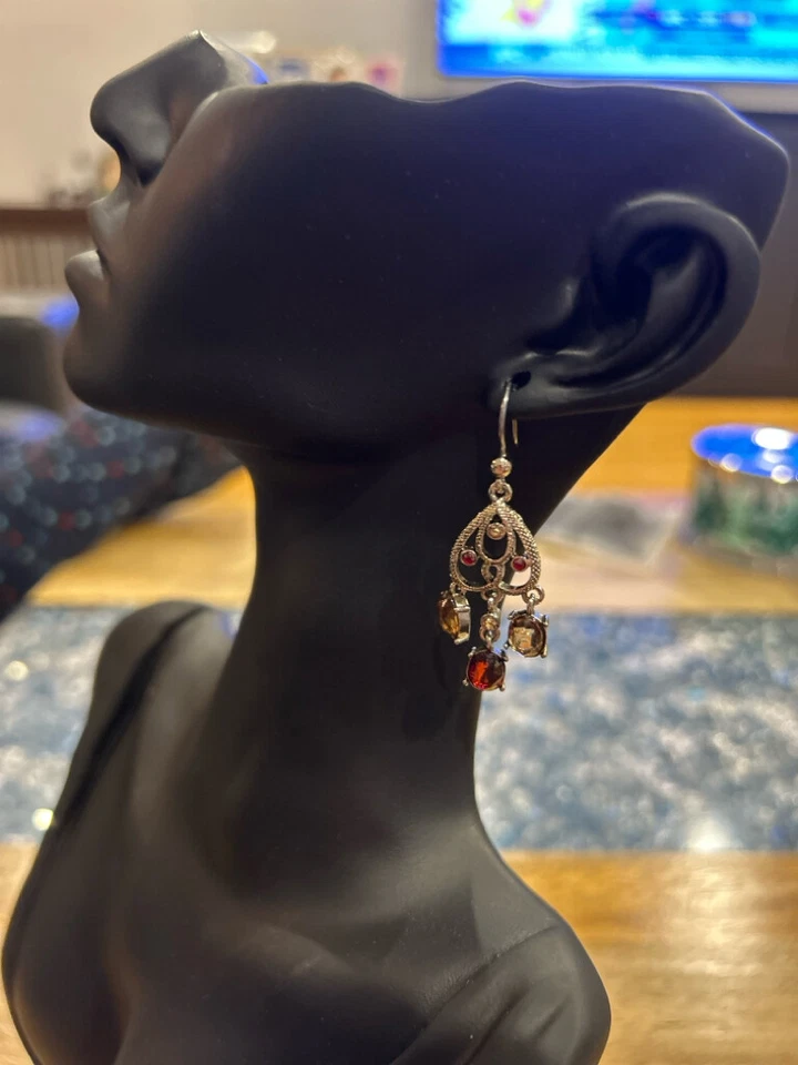 Hermosos delicados pendientes de araña colgantes con piedras semipreciosas-moda Foto 2 de 4