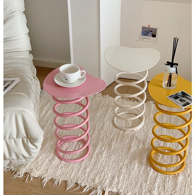 Macaron color spring coffee table cream wind dressing shoe changing stool simple - Image 4 of 4