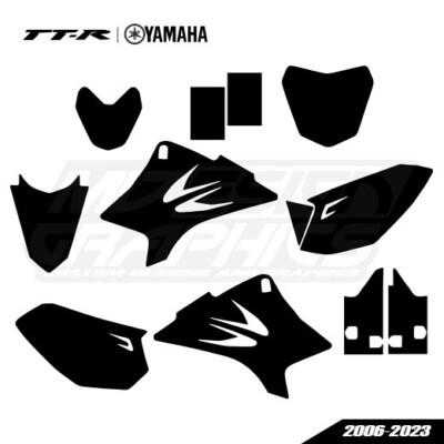 Graphics template YAMAHA TTR 50 2006-2023 vector AI. PDF. ( escala 1:1)