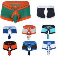 Men's Buckled Pouch Boxer Briefs Trunks Shorts Open Butt Jockstrap Underwear US
