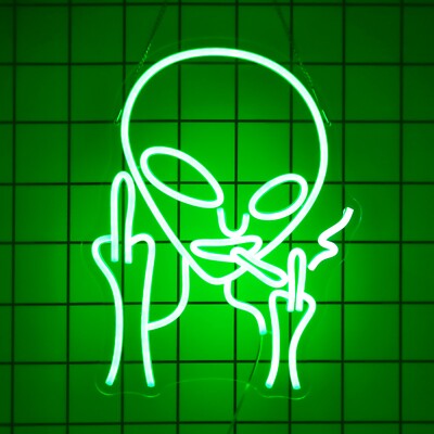 Green Alien Haunt Neon Signs LED Sign Alien Neon Signs for Wall Decor,Green Sign