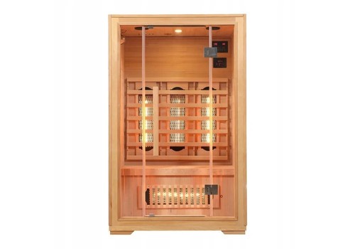 Infrared Sauna Quartz Heaters 75°C Pine Wood Indoor 1-2 Person CD/MP3 Glass Door - Foto 1 di 16