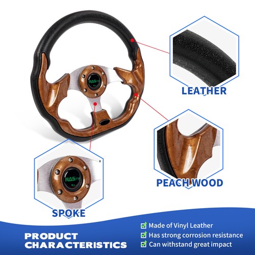 12.5" 320mm Universal Flat Dish D Shape Racing Steering Wheel 6 Hole Horn Button - Picture 4 of 11