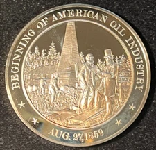 FRANKLIN MINT HISTORY OF THE U.S 1859 BEGINNING OF AMERICAN OIL INDUSTRY