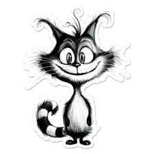 Happy Black White Cat Sticker Decal