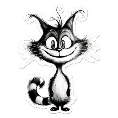 Happy Black White Cat Sticker Decal