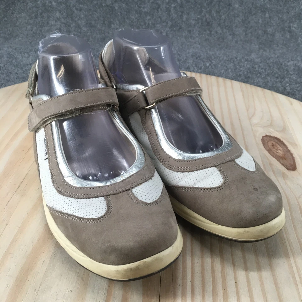 Zapatos Mephisto Mujer 9.5 Niro Gancho Y Lazo Mary Jane Pisos Marrón Beige Cuero Foto 3 de 4