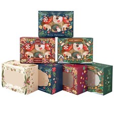 Christmas 12pcs Bakery Boxes with Window 8.3x5.9x3.7 inches Pastry Boxes Cook...