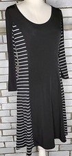 Calvin Klein Women's 3/4 Sleeve A-Line Slinky Striped Dress Size 4 Black & White