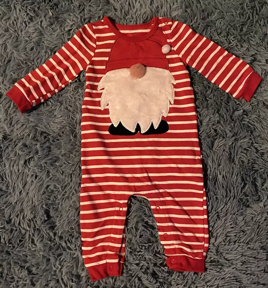 Red and white online striped baby pajamas