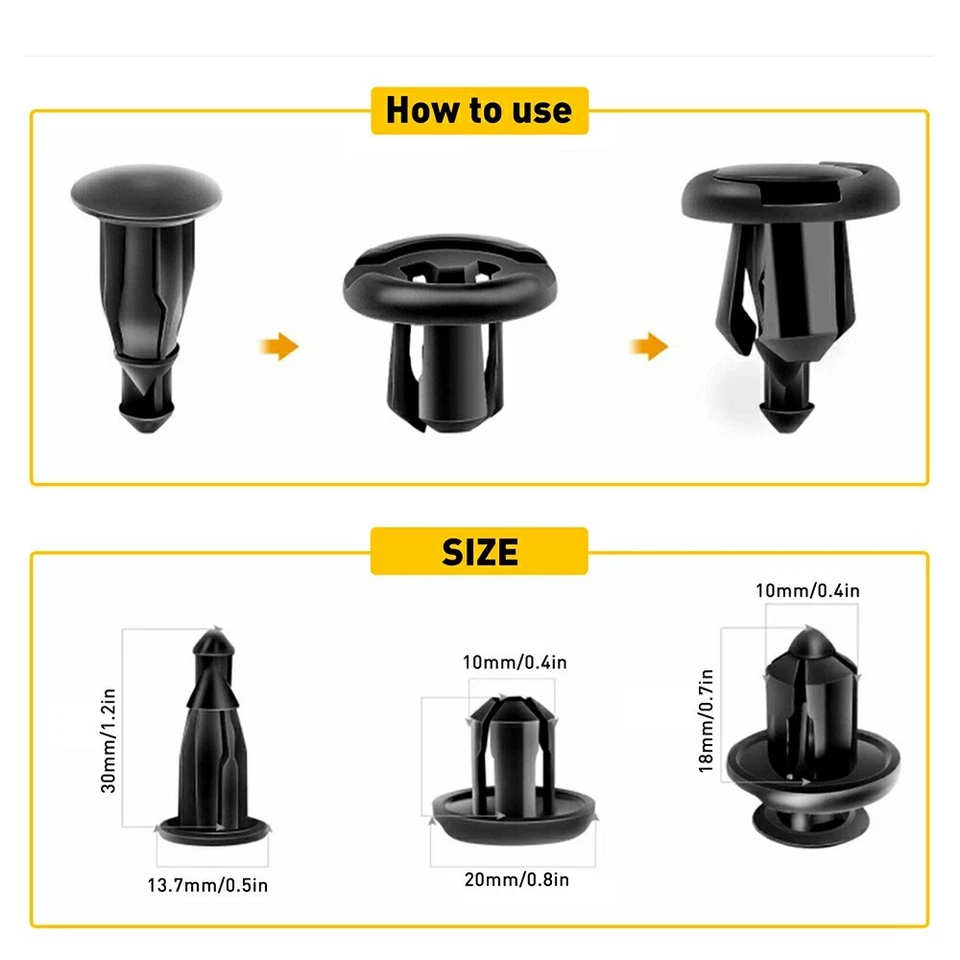 200x Clips Sujetador Parachoques Capó Guardabarros Retenedor para Honda Accord Civic CR-V de 10 mm Foto 2 de 4