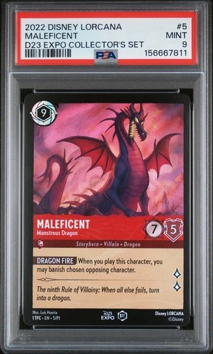 2022 DISNEY LORCANA PROMO #5 MALEFICENT - MONSTROUS DRAGON PSA 9