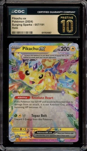 Pokemon Pikachu ex Surging Sparks Double Rare #057 CGC 10 Pristine