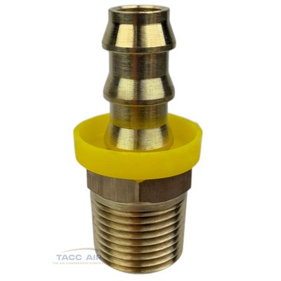 Easy Lock Brass Hose Barb Fitting Connector 3/8'' Push-Lock x 3/8'' MNPT