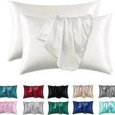 2X Satin Pillow Case Bedroom Pillowcase Cushion Covers Home Decor Luxury Slip AU