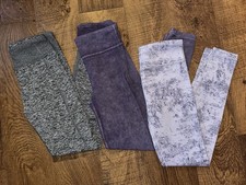 3 PAIR ATHLETA GIRL GRAY PURPLE LEGGINGS LARGE 12
