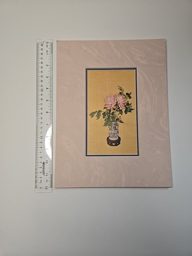 Vase of Flowers by Lang Shining (Giuseppe Castiglione) Matted Art Print - Picture 8 of 11
