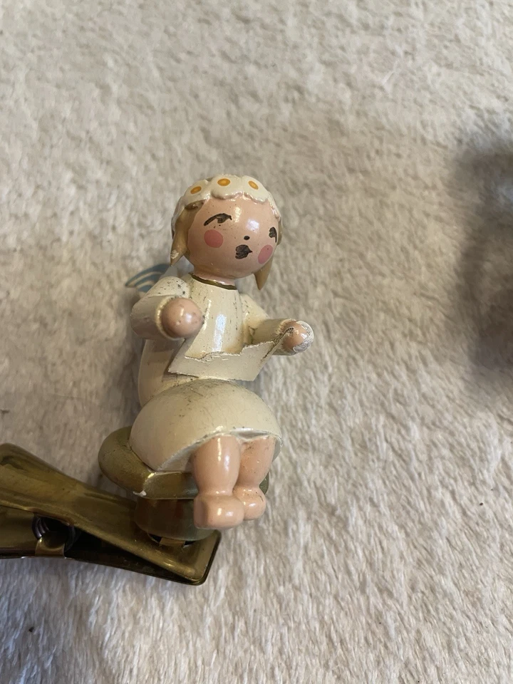 Wendt & Kühn 2 Margeritenengel auf Klemme defekt 6cm Reparatur bedürftig - Bild 2 von 4