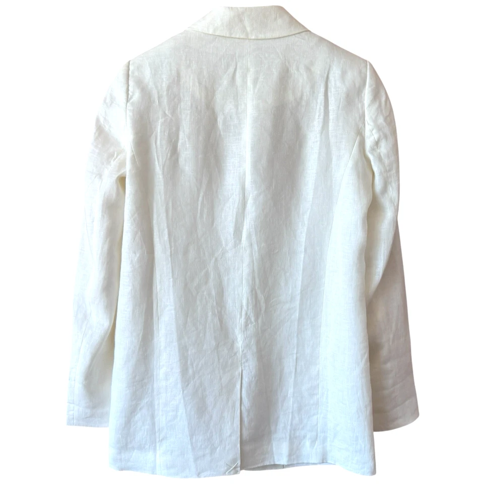 Forever New Blazer Womens Jacket Size 8 White Linen Long Sleeve Collared Open - image 2 of 4