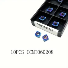 10pcs CCMT21.52 CCMT060208 Carbide Inserts Nano-Blue Coating Insert is Suitable