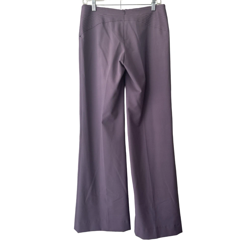 Bebe 女式薰衣草紫色正装裤子 Pintuck 前后拉链长裤 6 码 — 第 2/4 张图片