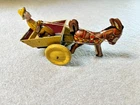 Vintage Marx Tin Wind Up Toy Farmer in Cart Pulled By Donkey Marked MAR