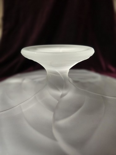 VIKING GLASS Frosted Cabbage Leaf Pedestal Cake Plate Stand 11" Cottage Core - Picture 6 of 7